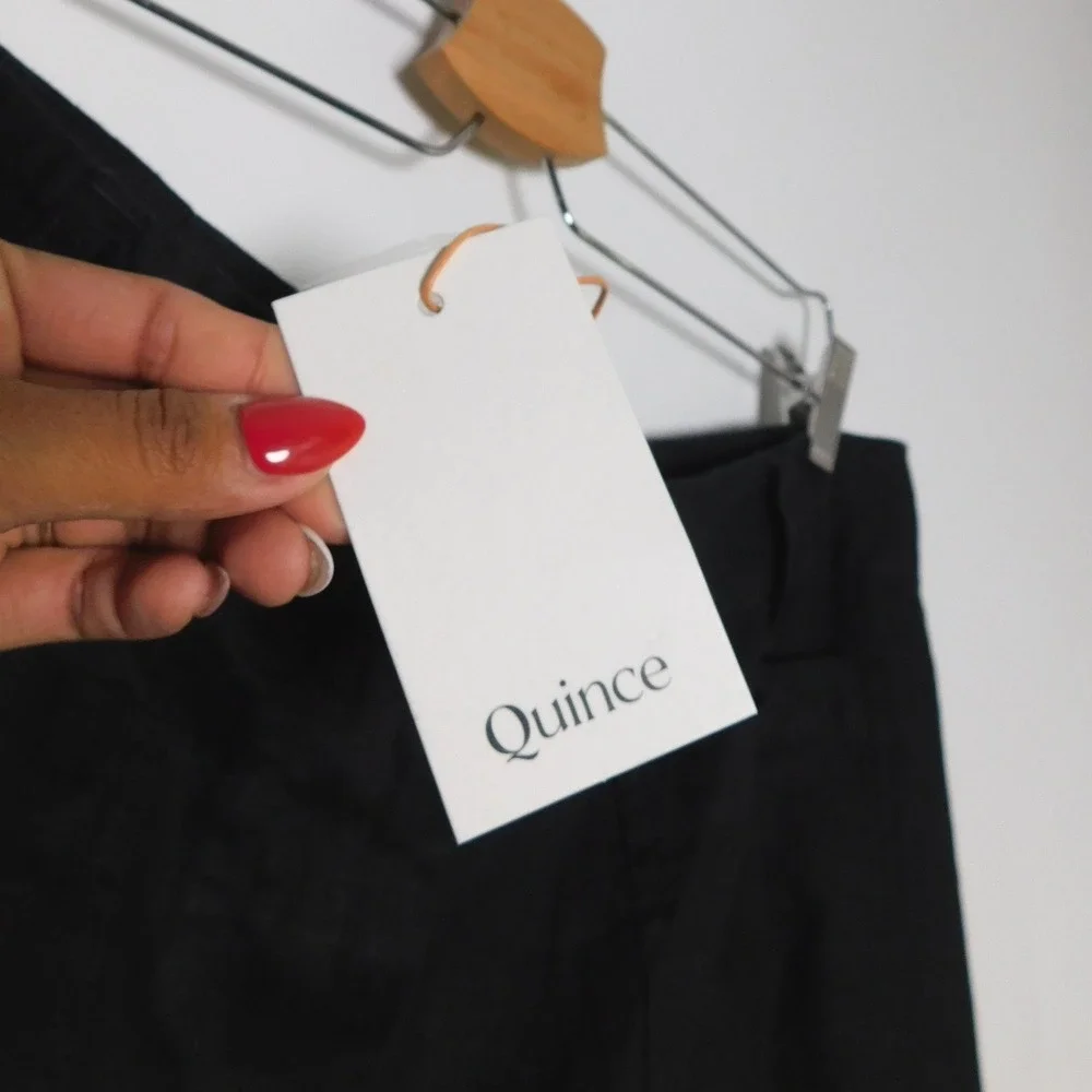 Quince 100% European Linen Wide Leg Trouser Black Size 16 NWT JDAVN01